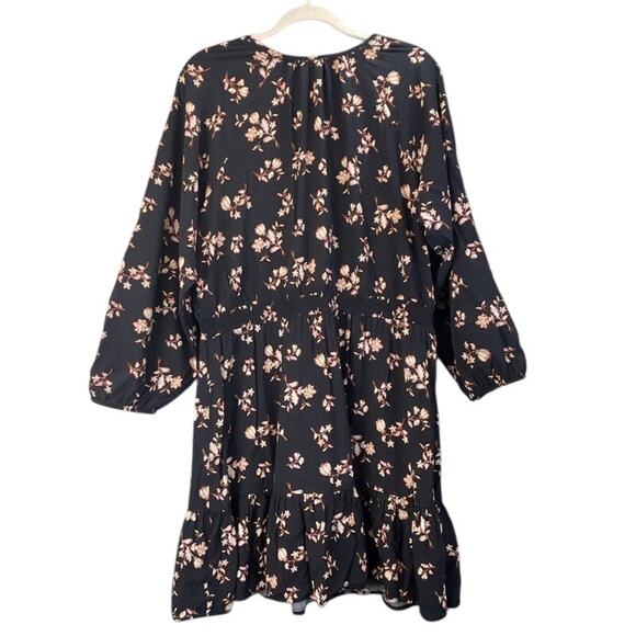 Old Navy Womens XL Black/Brown/Pink Floral Print V Neck Rayon Dress BOHO/Fairy - Picture 2 of 9